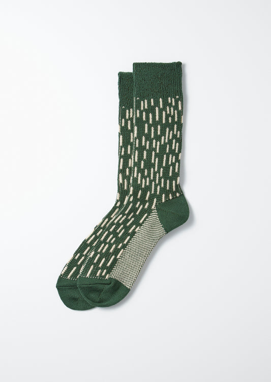 R1431 RAIN DROP CREW SOCKS Socks RoToTo GREEN/IVORY M