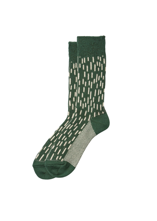Rain Drop Crew Socks Socks & Hosiery RoToTo GREEN/IVORY M
