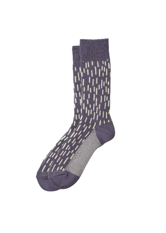 Rain Drop Crew Socks Socks & Hosiery RoToTo STEEL BLUE/IVORY M