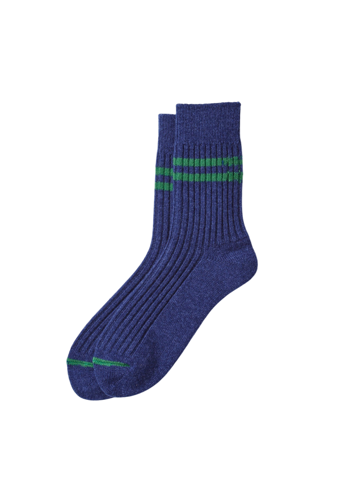 Merino Lambswool Stripe Socks Socks & Hosiery RoToTo NAVY BLUE/GREEN L