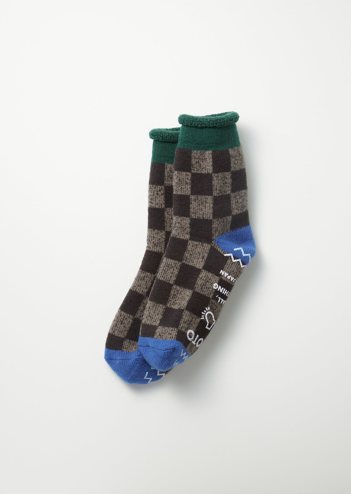 R1497 PILE ROOM SOCKS "CHECKERBOARD" Socks RoToTo D.GREEN/BLUE L