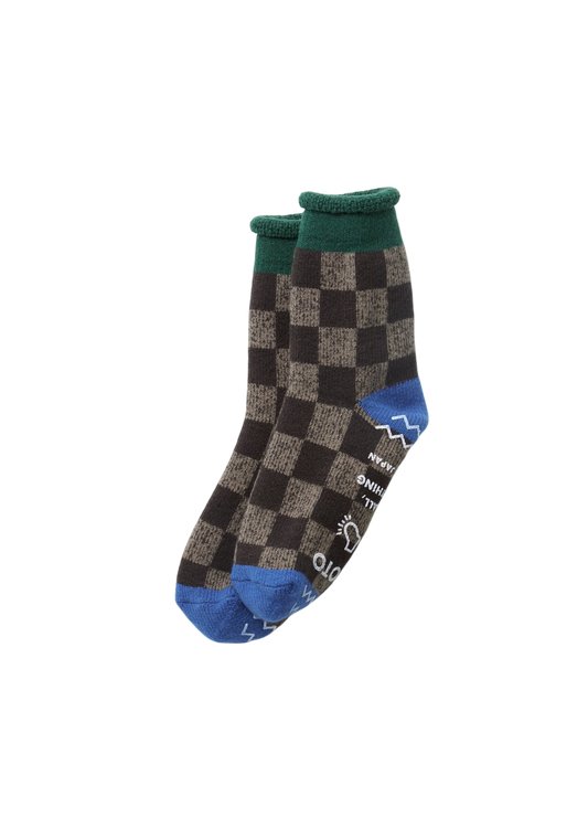Pile Checkerboard Socks Socks & Hosiery RoToTo D.GREEN/BLUE L