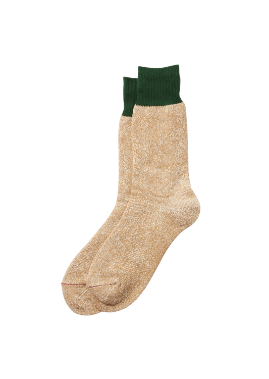 Double Face Crew Socks Socks & Hosiery RoToTo D.GREEN/BEIGE L