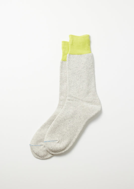R1515 DOUBLE FACE CREW SOCKS "SILK & COTTON" Socks RoToTo LIME/L.GRAY L