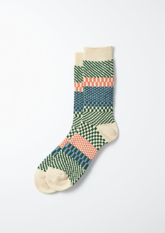 R1549 CHECK & STEP SOCKS Socks RoToTo GREEN L