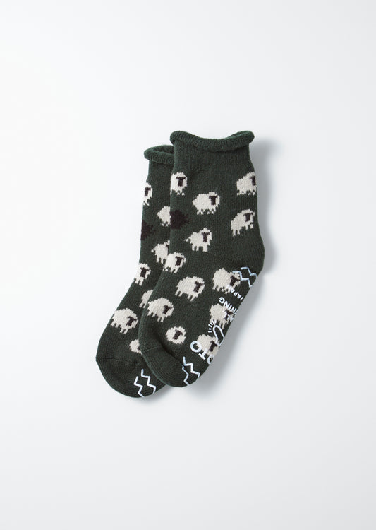 R1559 PILE ROOM SOCKS "SHEEP" Socks RoToTo D.GREEN L