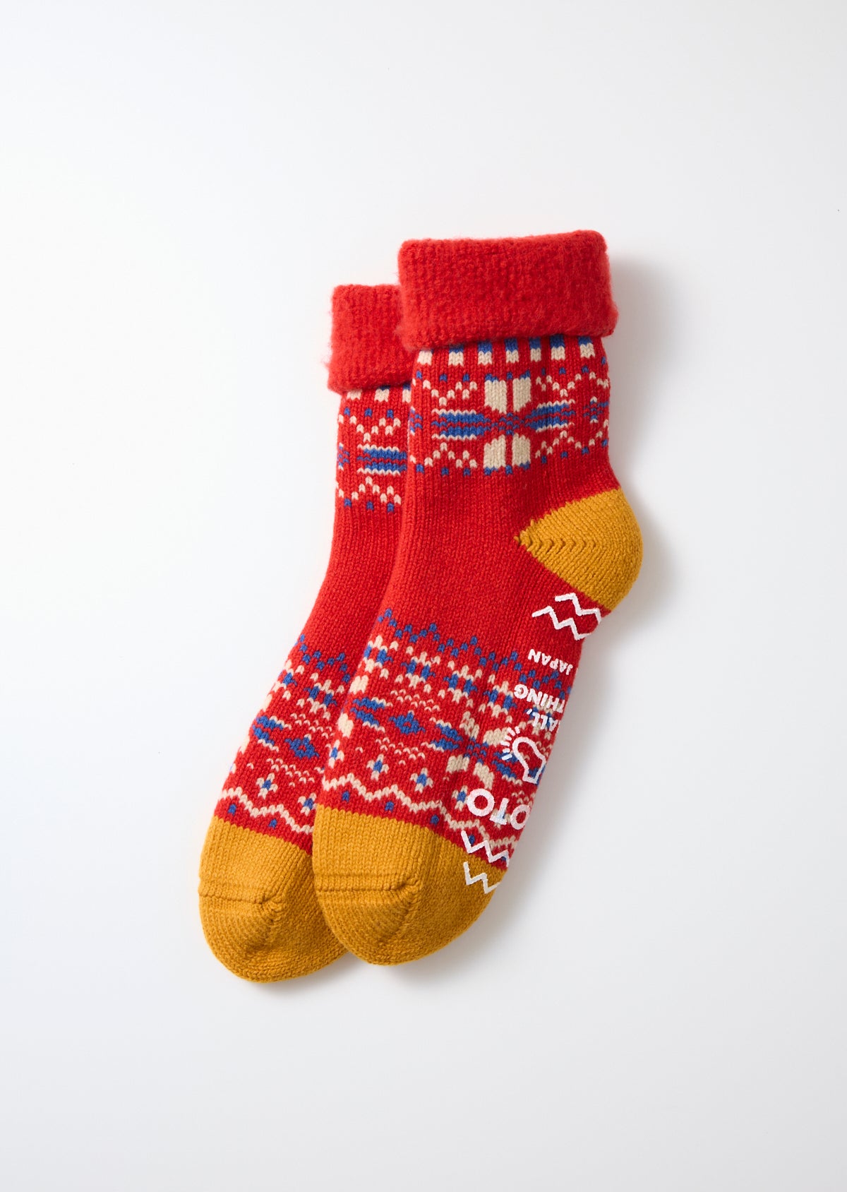 R1624 COMFY ROOM SOCKS "SNOW FLAKE" Socks RoToTo RED L