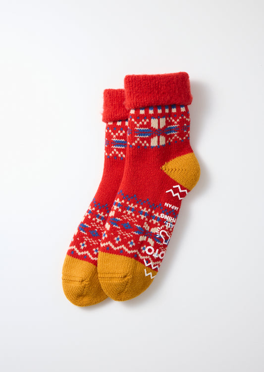R1624 COMFY ROOM SOCKS "SNOW FLAKE" Socks RoToTo RED L