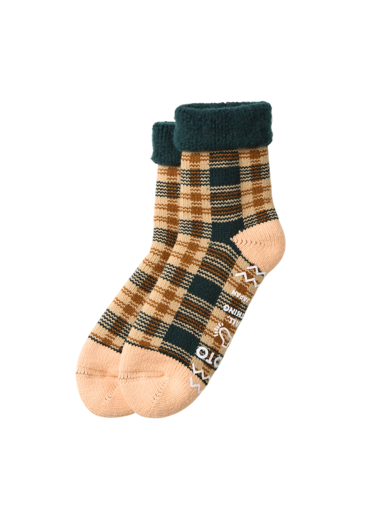 Comfy Room Socks Socks & Hosiery RoToTo FOREST GREEN/BEIGE M