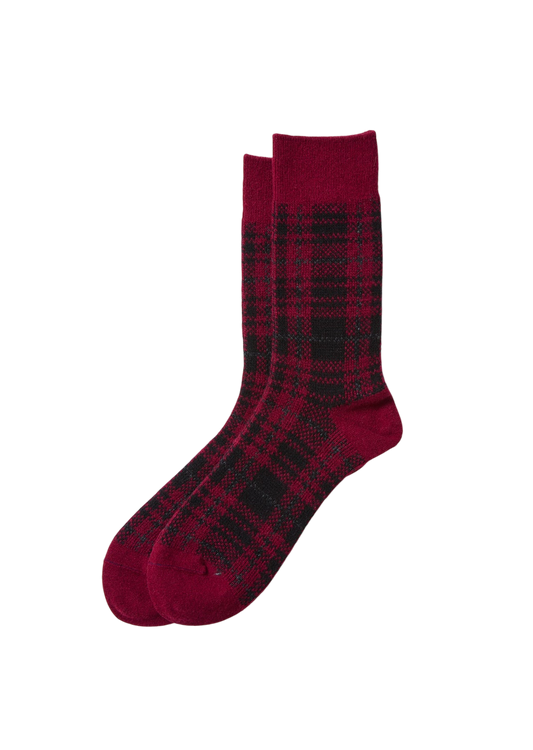 Check Pattern Merino Socks Socks & Hosiery RoToTo D.RED/BLACK L