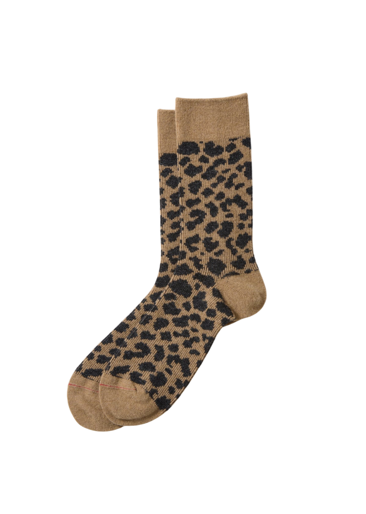 Leopard Pattern Merino Socks Socks & Hosiery RoToTo BEIGE/CHARCOAL M