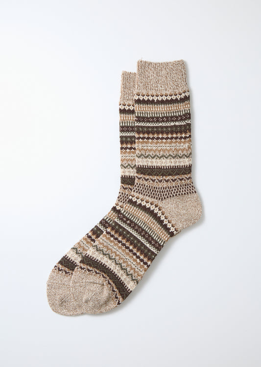 Nordic Pattern Socks Socks RoToTo Brown M