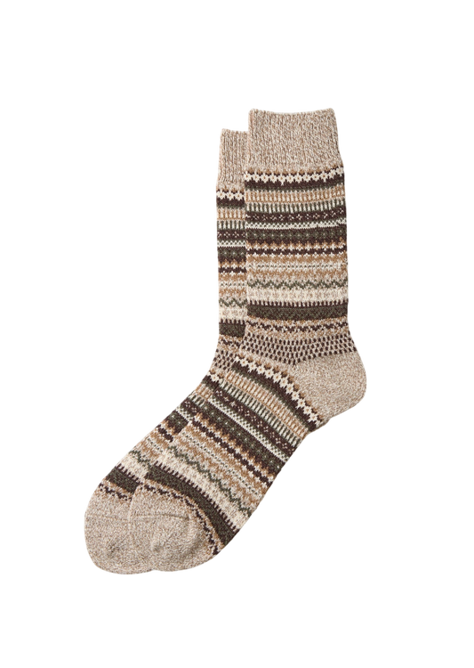 Nordic Pattern Socks Socks & Hosiery RoToTo BROWN L