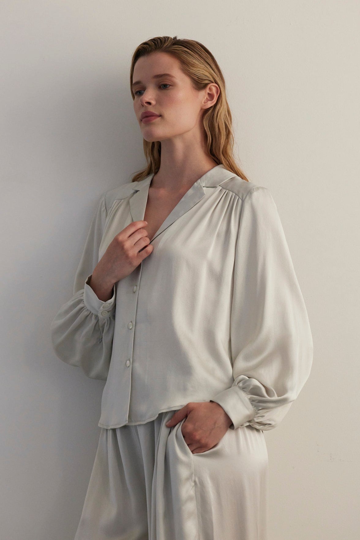 SAMPLE FW26 - Rose Blouse in Silk Charmeuse - Pearl Samples CHRISTINE ALCALAY