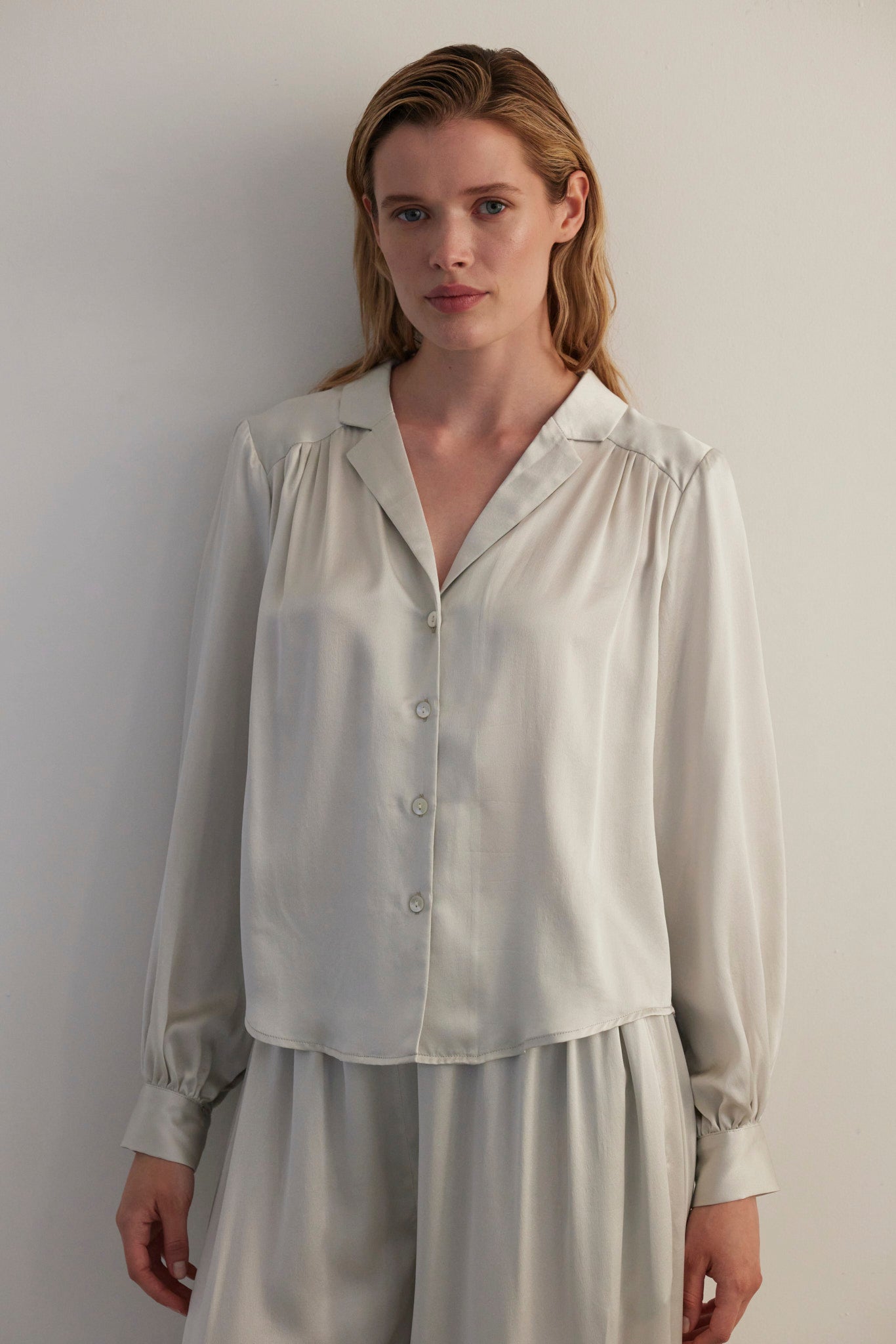 SAMPLE FW26 - Rose Blouse in Silk Charmeuse - Pearl Samples CHRISTINE ALCALAY Pearl Small