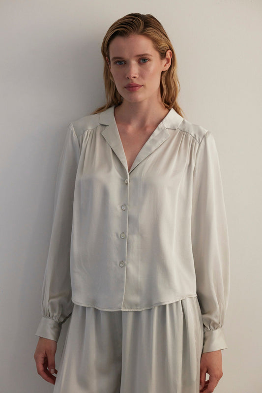 Rose Blouse in Silk Charmeuse Tops CHRISTINE ALCALAY Pearl Extra Small