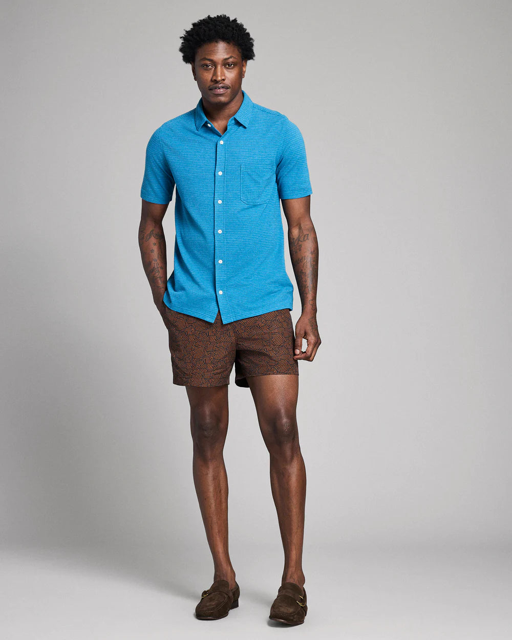 S/S Textured Treme Knit Shirt Tops Billy Reid