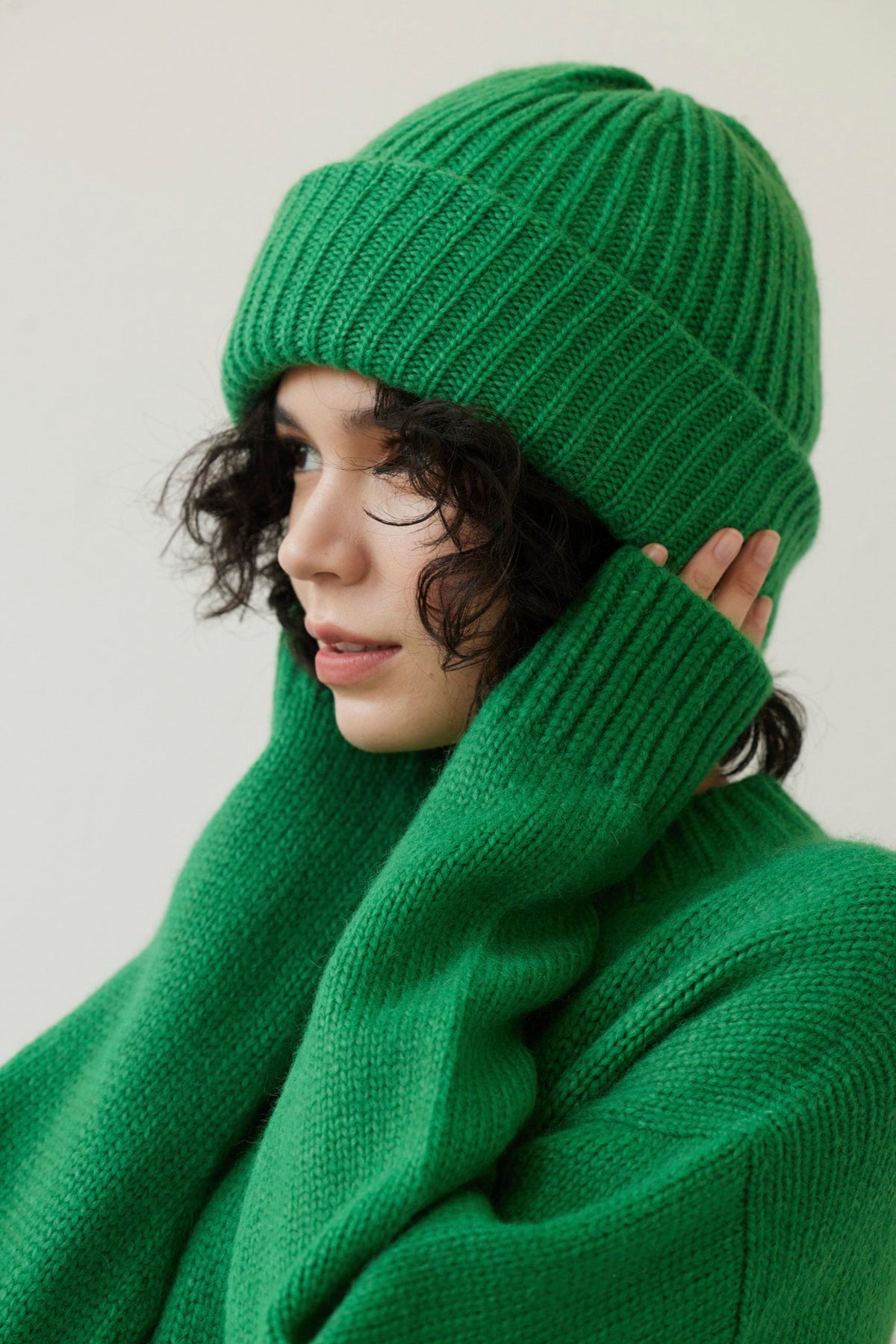 Lofted Beanie in Alpaca Wool Blend Beanies CHRISTINE ALCALAY Grass Green ZQ30 One Size - 1