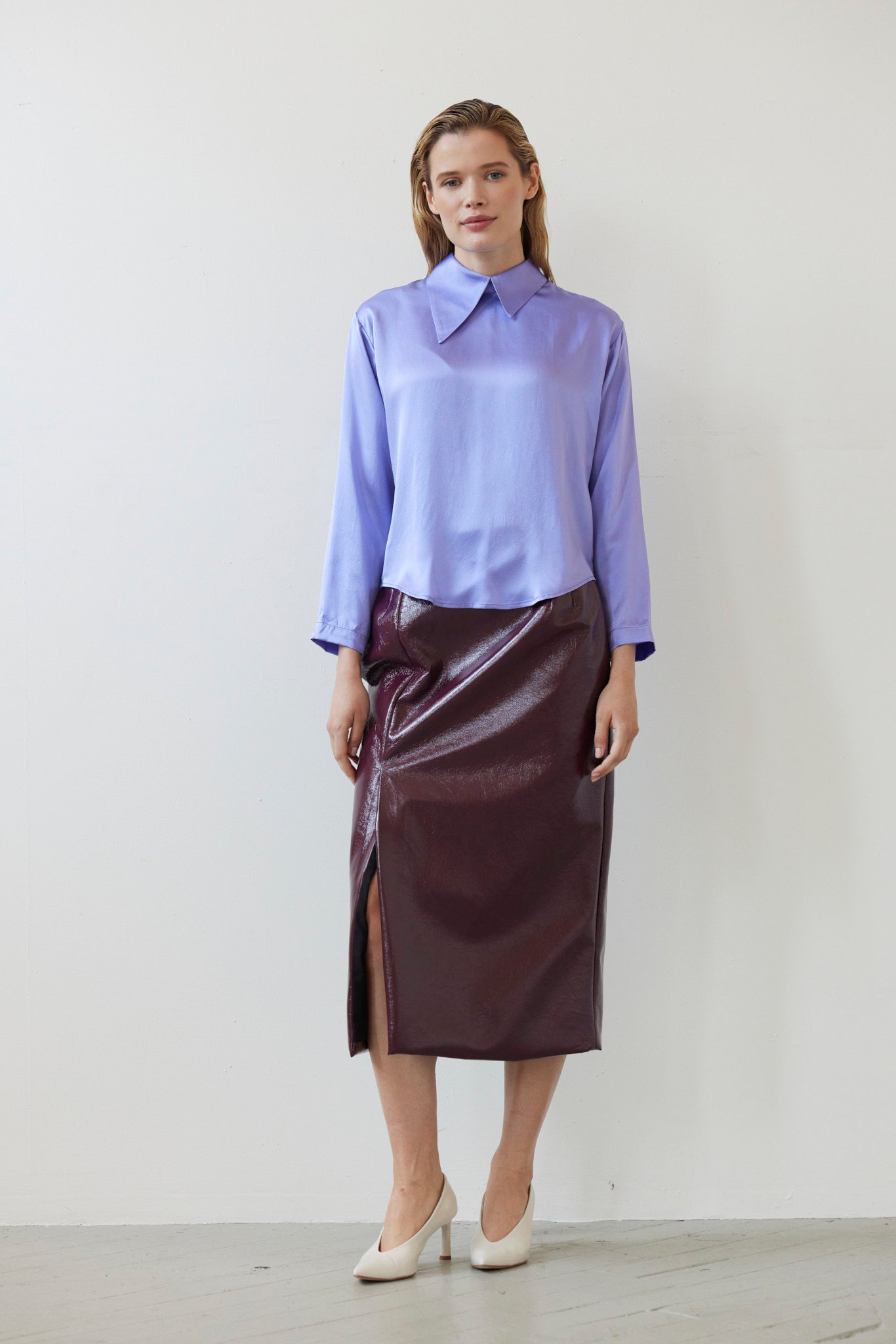 SAMPLE FW26 - Joy Blouse in Silk Charmeuse - Verbena Violet Samples CHRISTINE ALCALAY