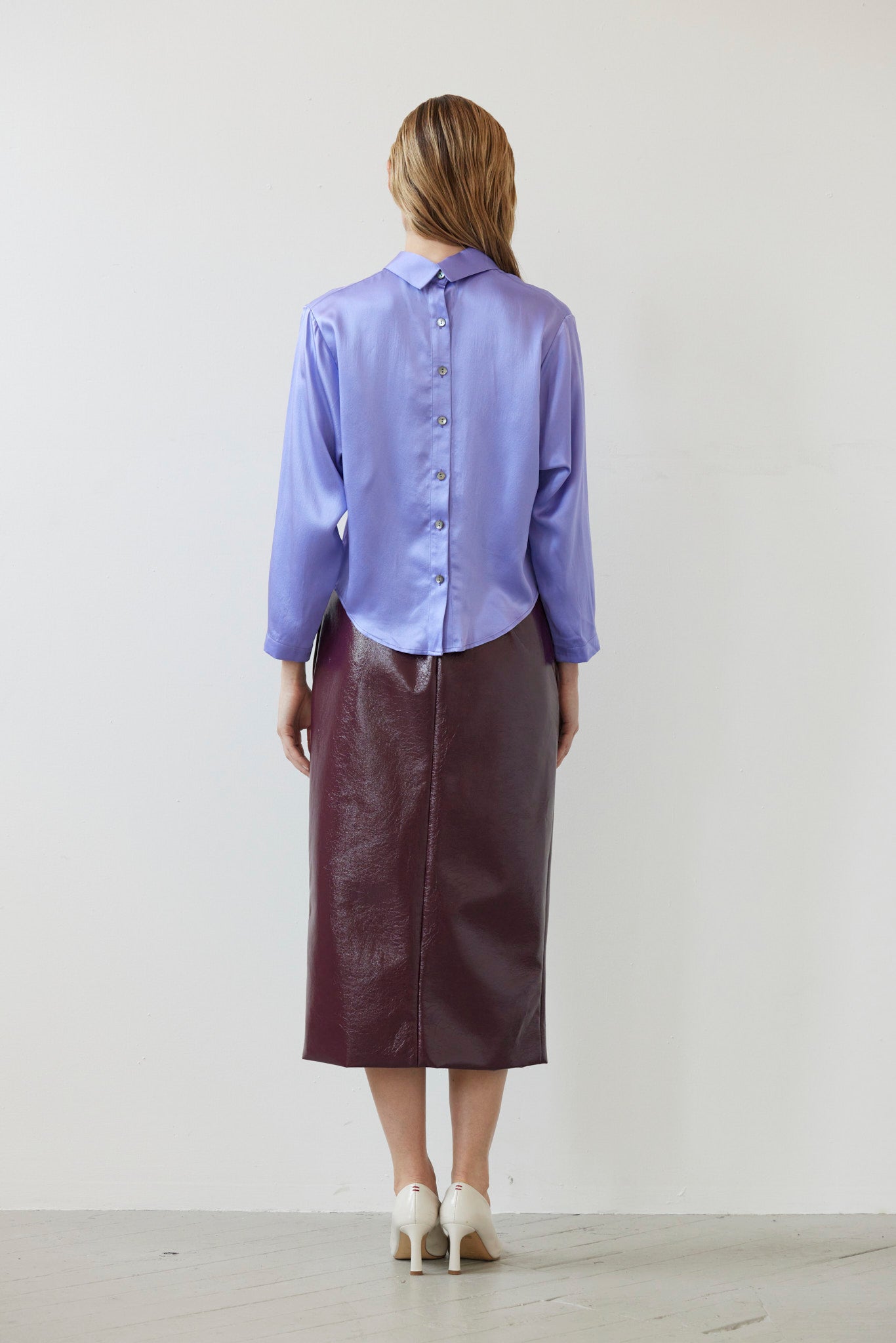 SAMPLE FW26 - Joy Blouse in Silk Charmeuse - Verbena Violet Samples CHRISTINE ALCALAY