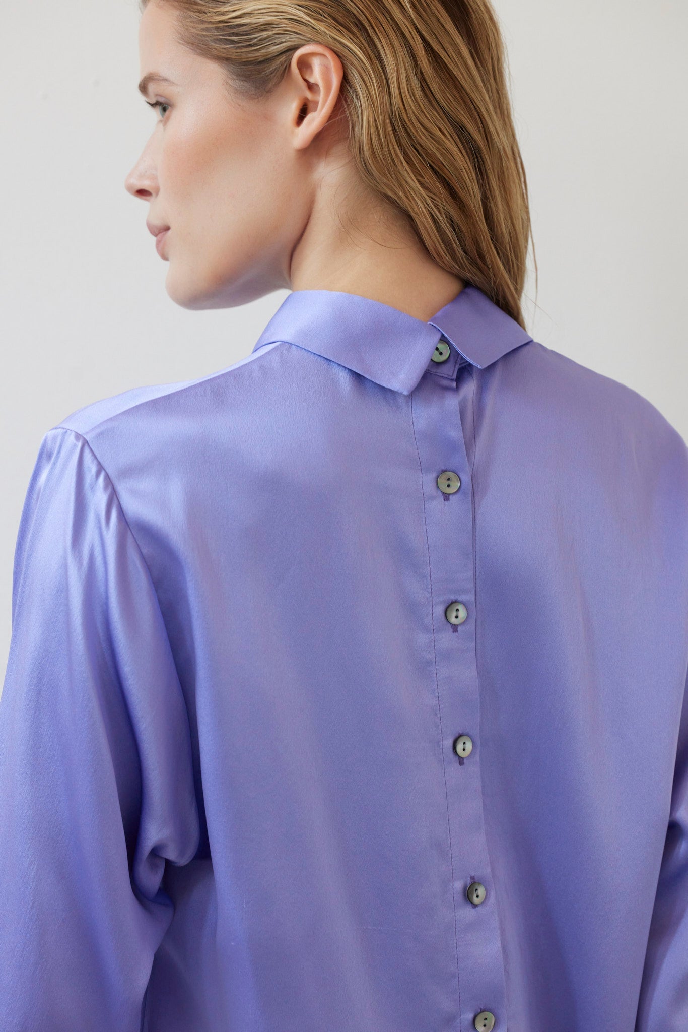 SAMPLE FW26 - Joy Blouse in Silk Charmeuse - Verbena Violet Samples CHRISTINE ALCALAY