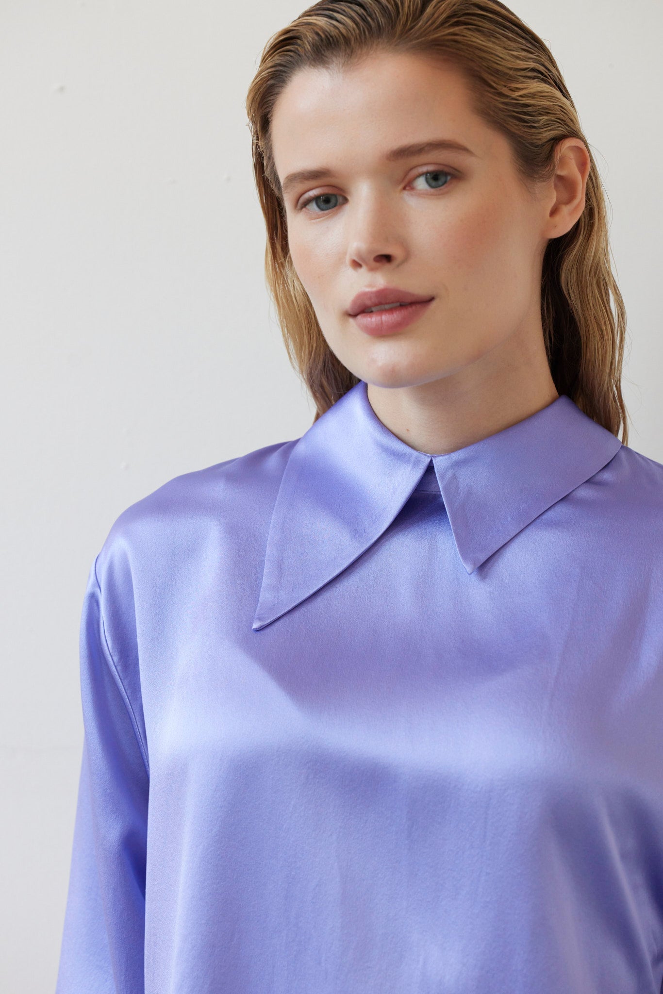 SAMPLE FW26 - Joy Blouse in Silk Charmeuse - Verbena Violet Samples CHRISTINE ALCALAY Verbena Violet Small