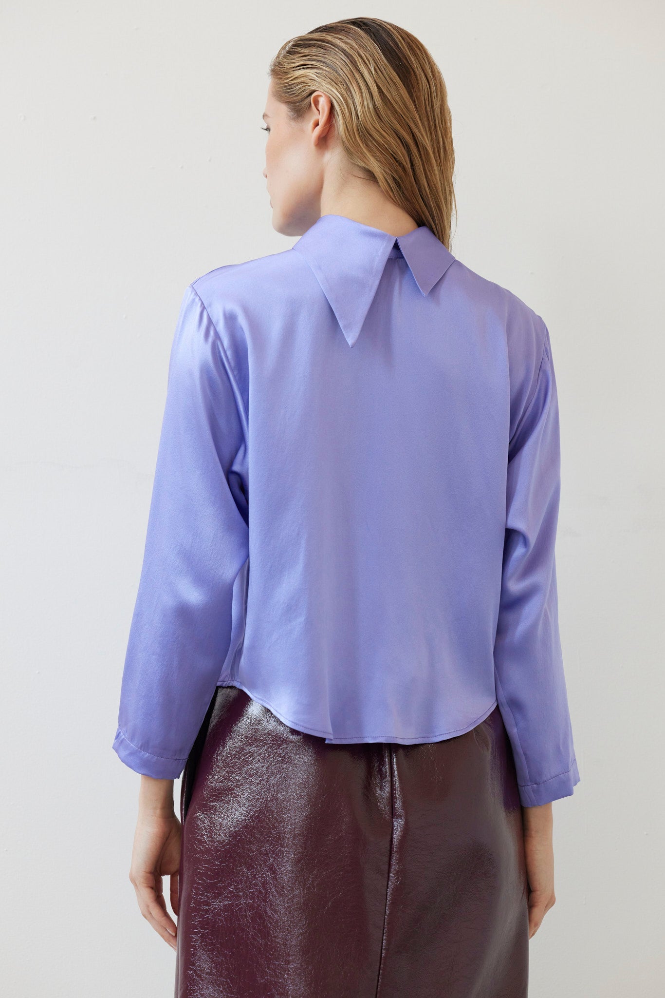 SAMPLE FW26 - Joy Blouse in Silk Charmeuse - Verbena Violet Samples CHRISTINE ALCALAY