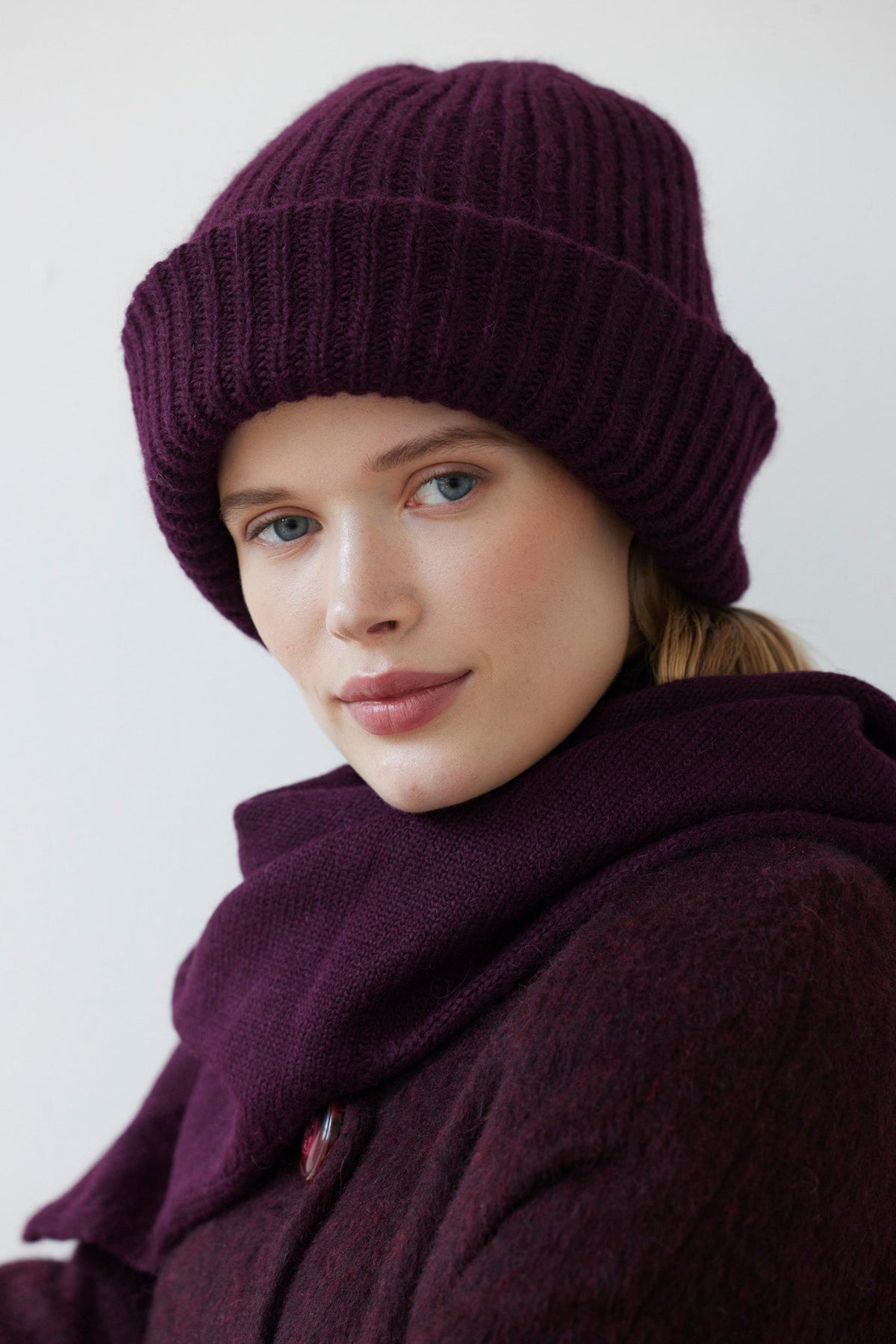 Lofted Beanie in Alpaca Wool Blend Beanies CHRISTINE ALCALAY Plum Wine ZL49 One Size - 1