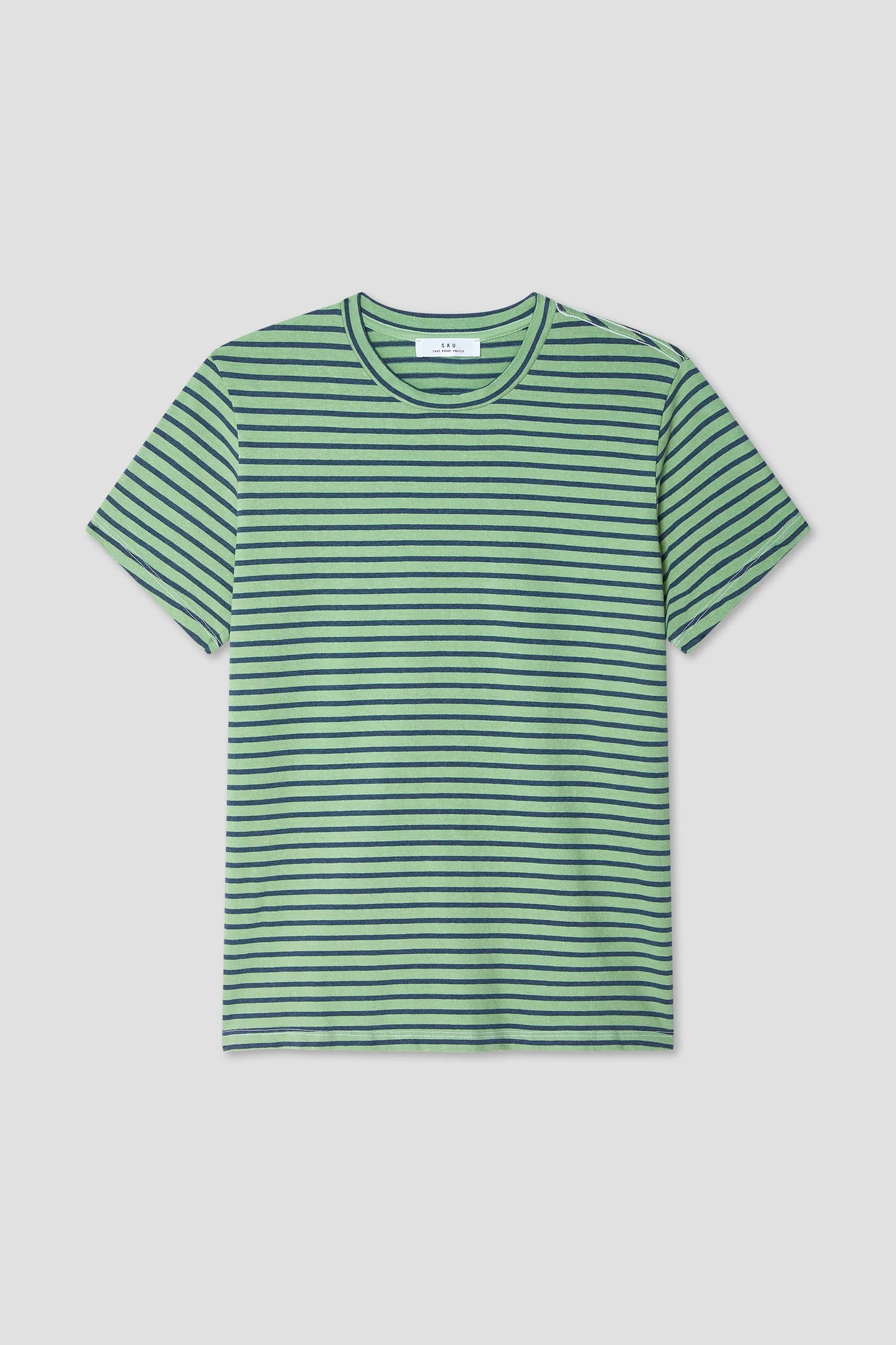 S/S Organic Hemp Stripe Crew Tee T Shirts Save Khaki United Meadow S 