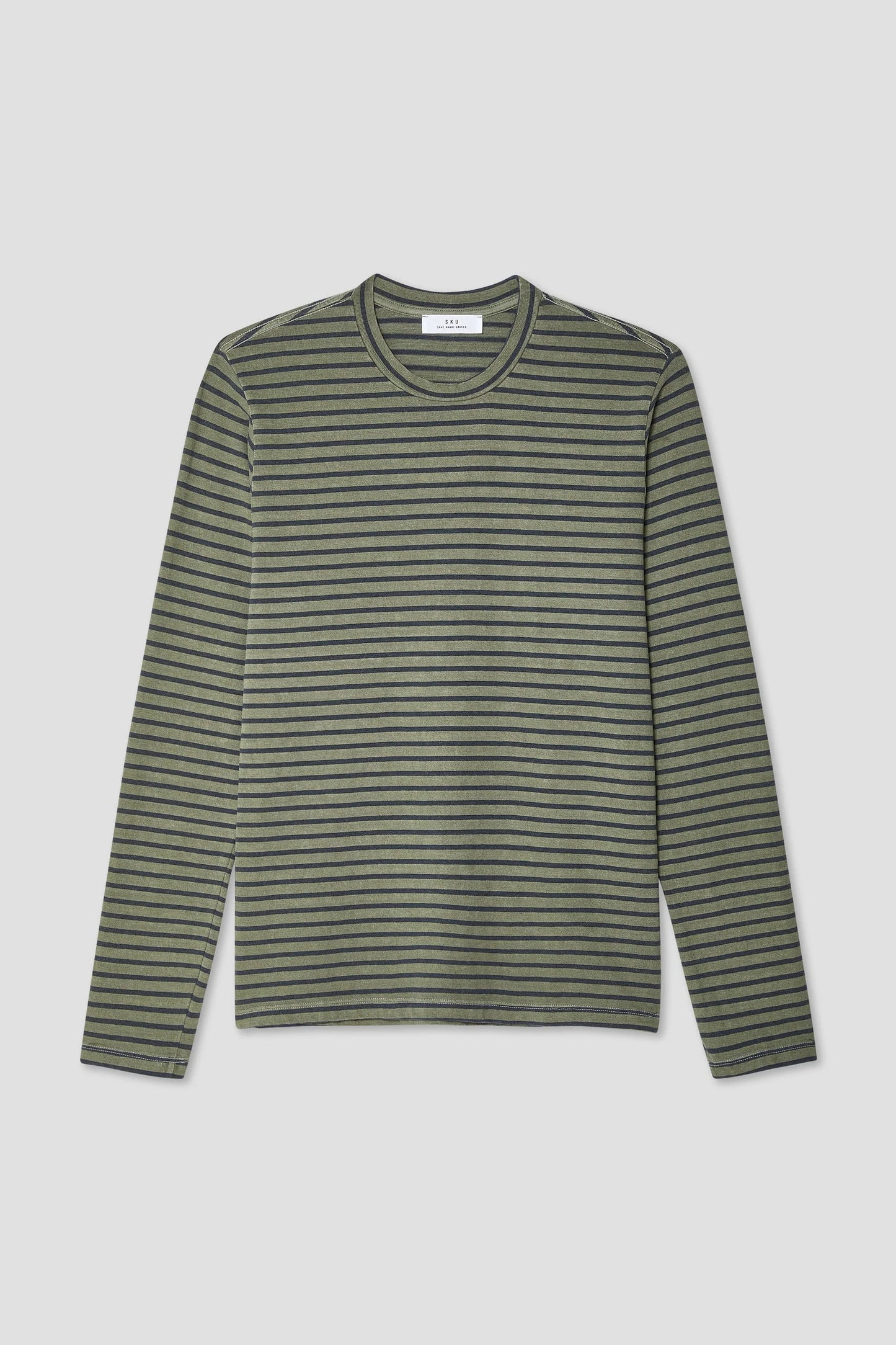 L/S Organic Hemp Stripe Crew Tee T Shirts Save Khaki United Lichen S