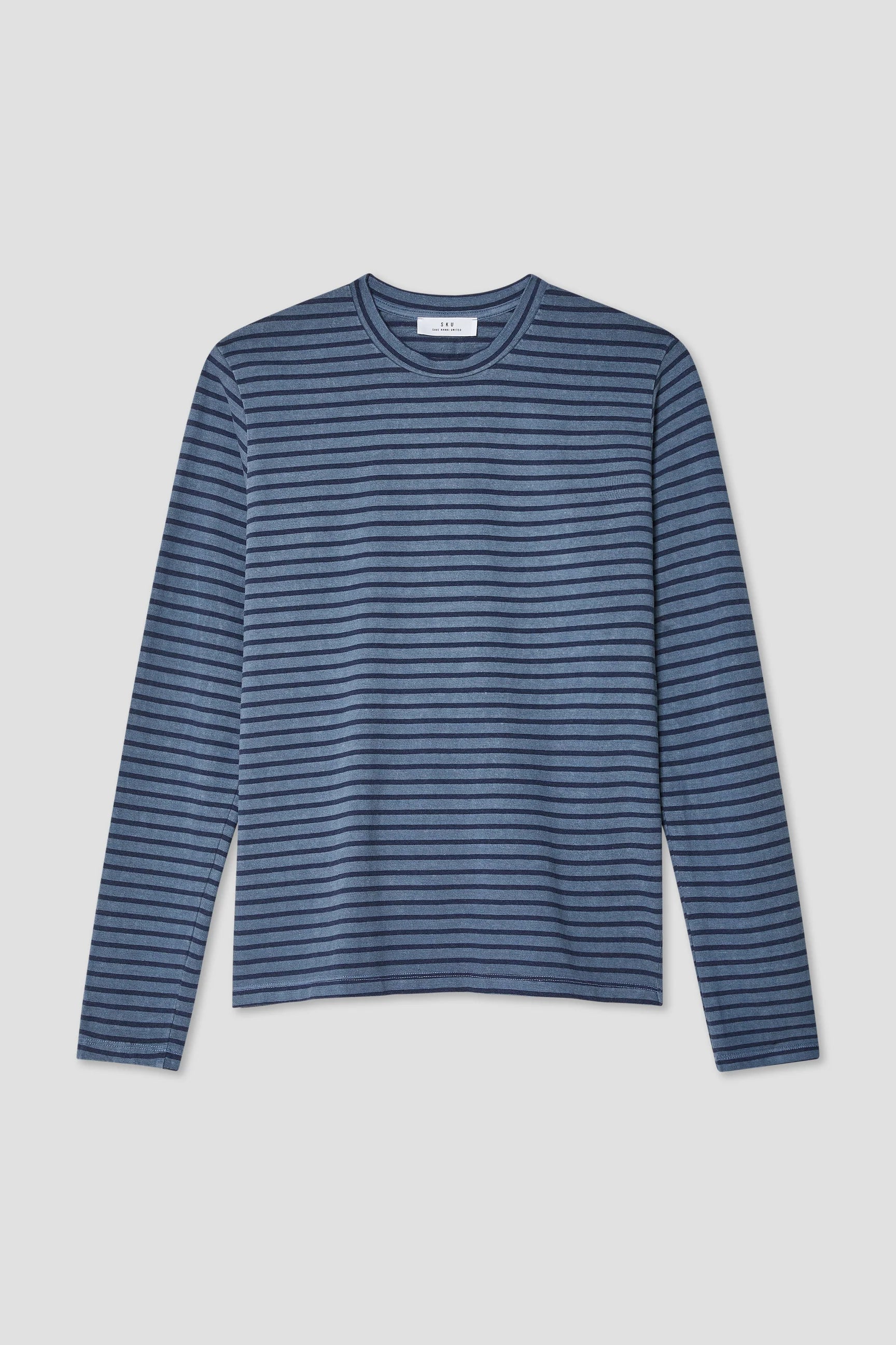 L/S Organic Hemp Stripe Crew Tee T Shirts Save Khaki United Union Blue S