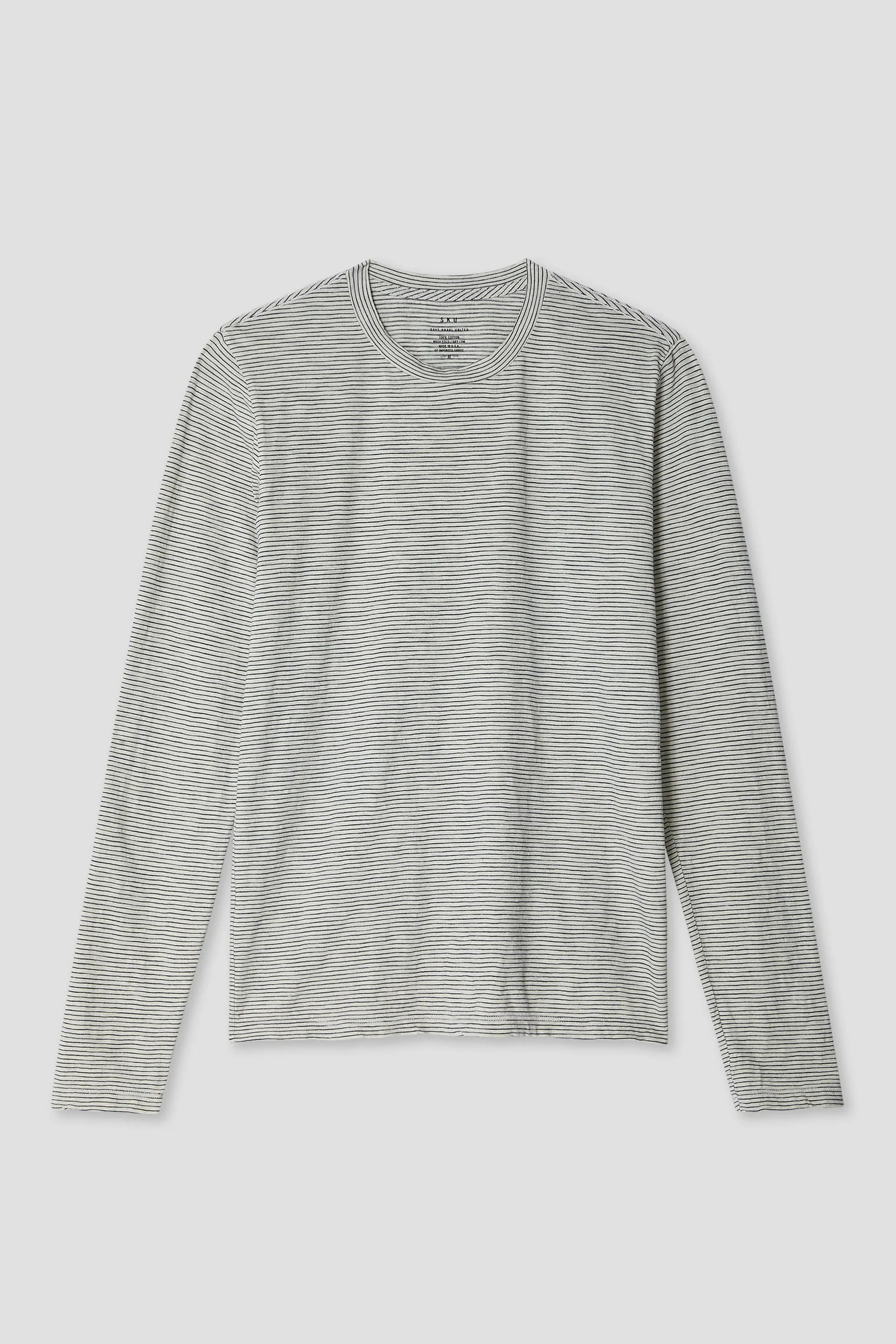 L/S Thin Stripe Tee T Shirts Save Khaki United Ash S