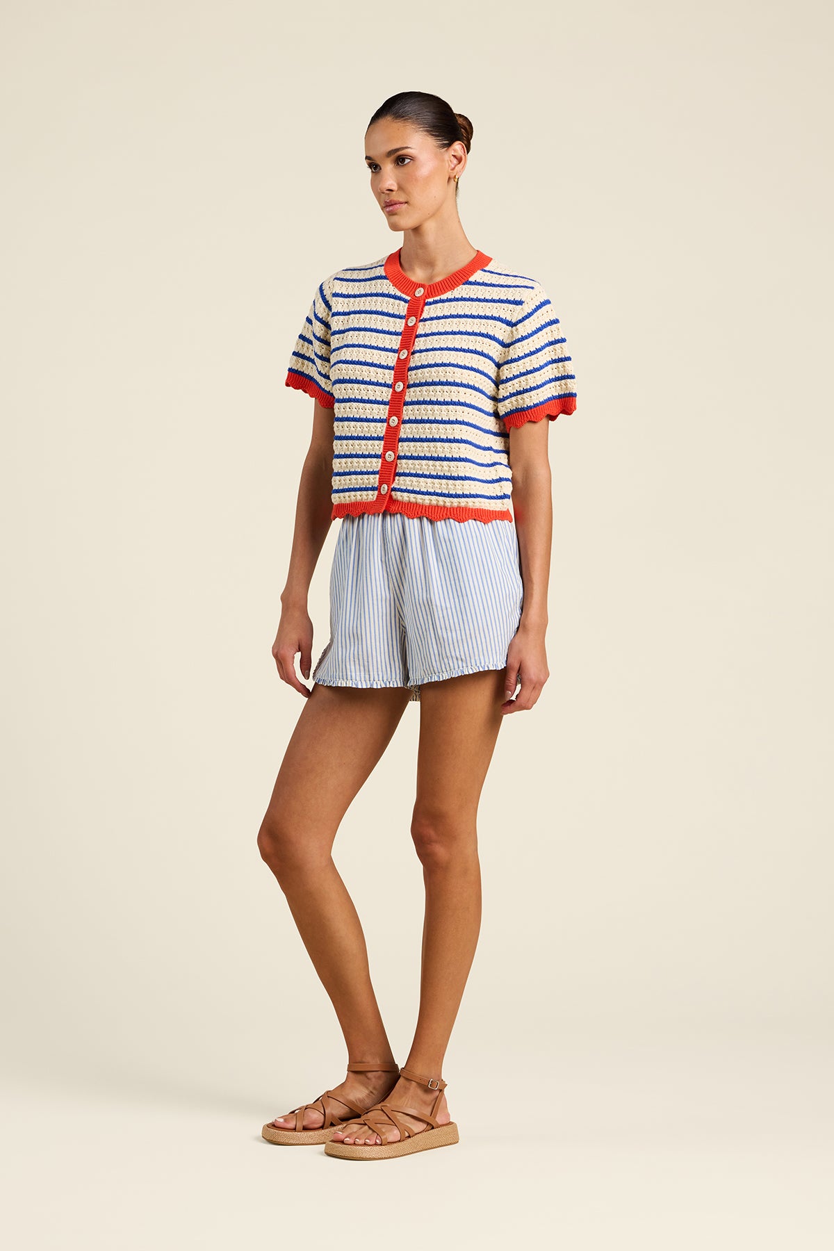 Aurora S/S Cardigan Antique White Tops Trovata