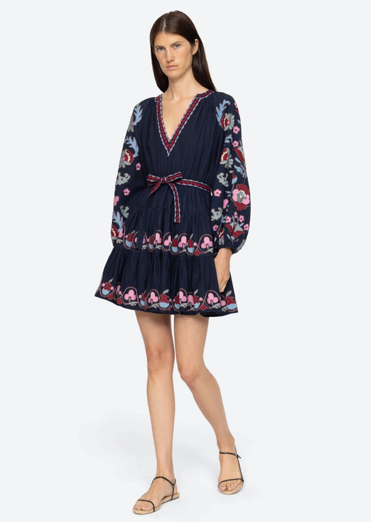 Eclisse Embroidery L/S Tunic Dress  Sea   