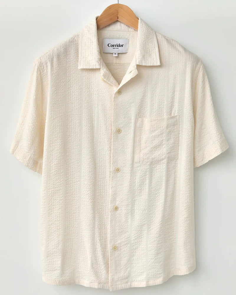 Striped Seersucker S/S Shirt Shirt Corridor White S 