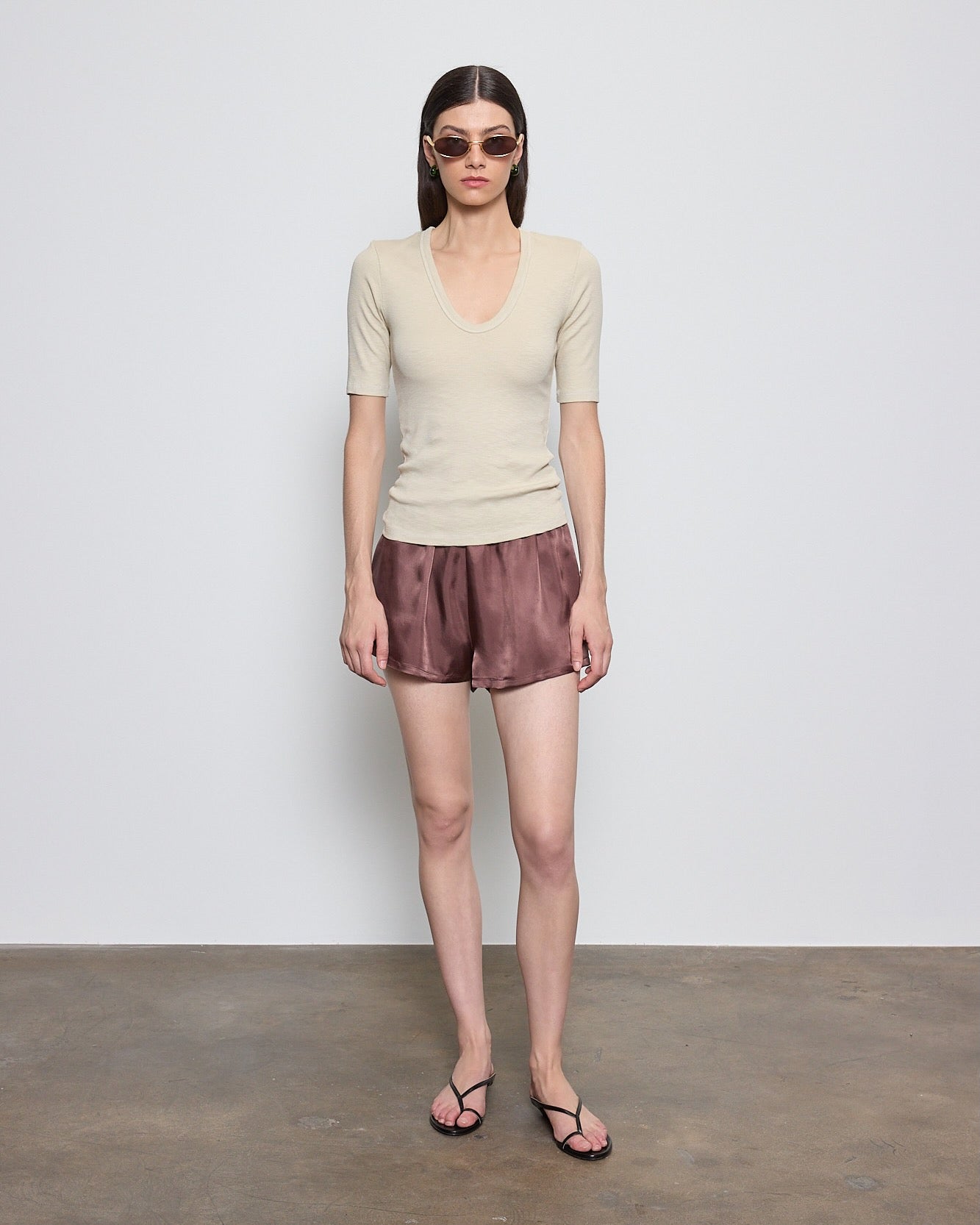 Textured Rib Half Sleeve U Shirts Enza Costa
