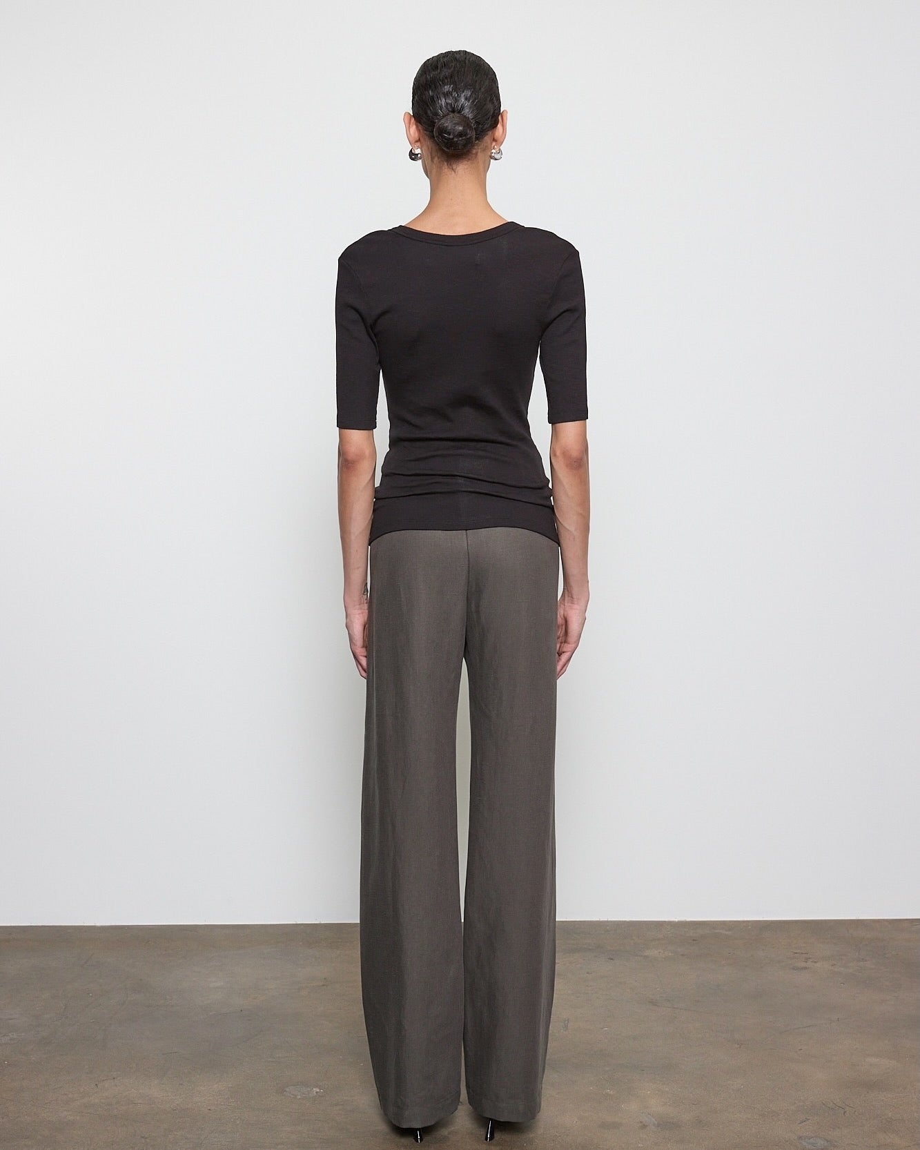 Textured Rib Half Sleeve U Shirts Enza Costa