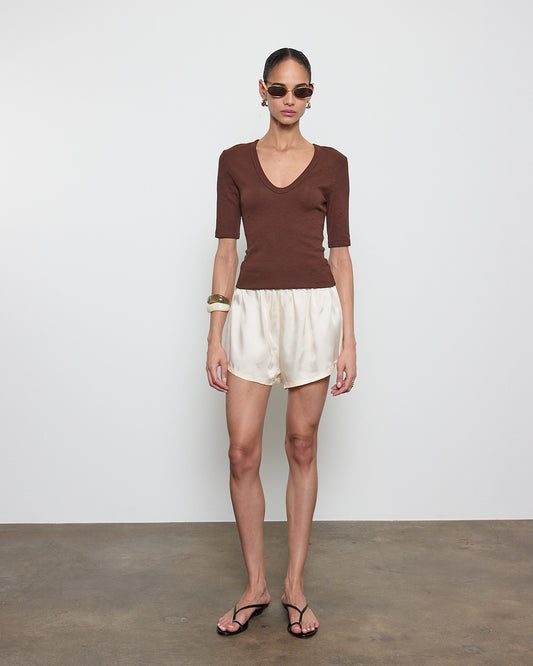 Textured Rib Half Sleeve U Shirts Enza Costa