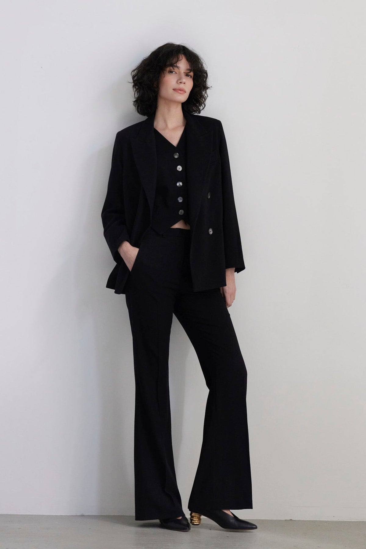 SAMPLE FW26 - Sandy Flared Leg Trouser in Wool - Black Samples CHRISTINE ALCALAY Black 2 - 1