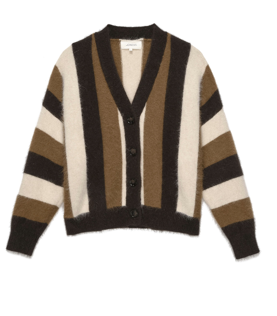 The Fluffly Slouch Cardigan  The Great. HICKORY STRIPE XS 