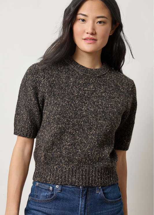 Short Sleeve Marled Pullover Sweaters Lilla P.