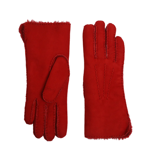 Women's Shearling Glove Gloves Justin Gregory Red S 