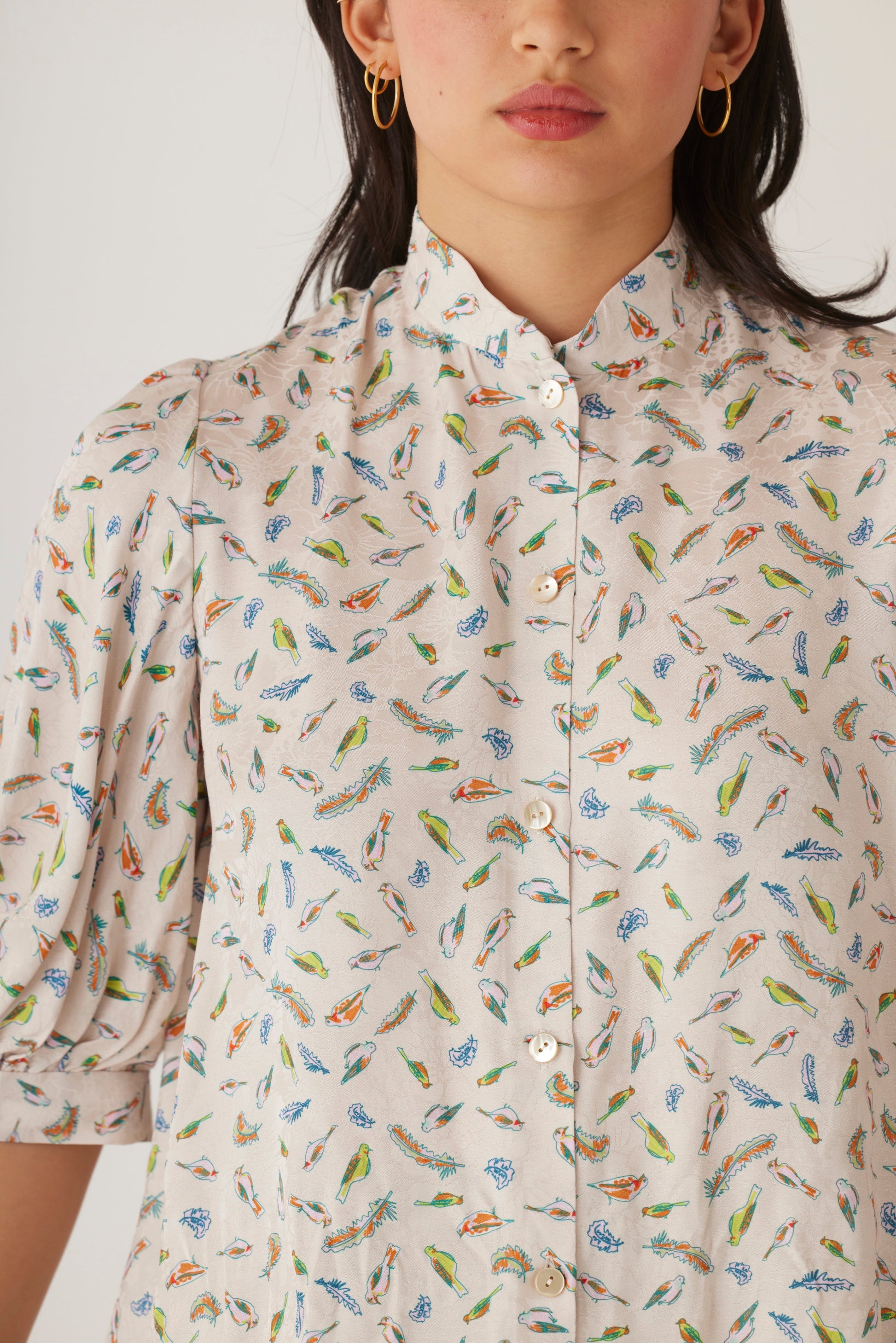 Livia Blouse in Bird Print Tops CHRISTINE ALCALAY Birds Print Extra Small