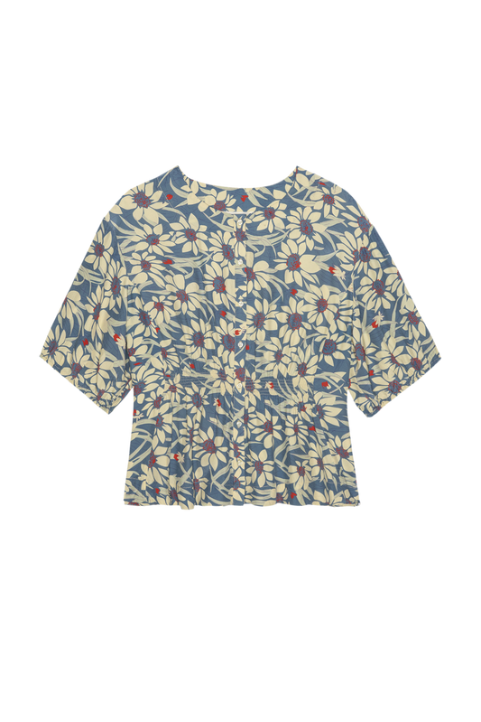The Hayflower Top Shirts The Great. Blue Scattered Bloom 1