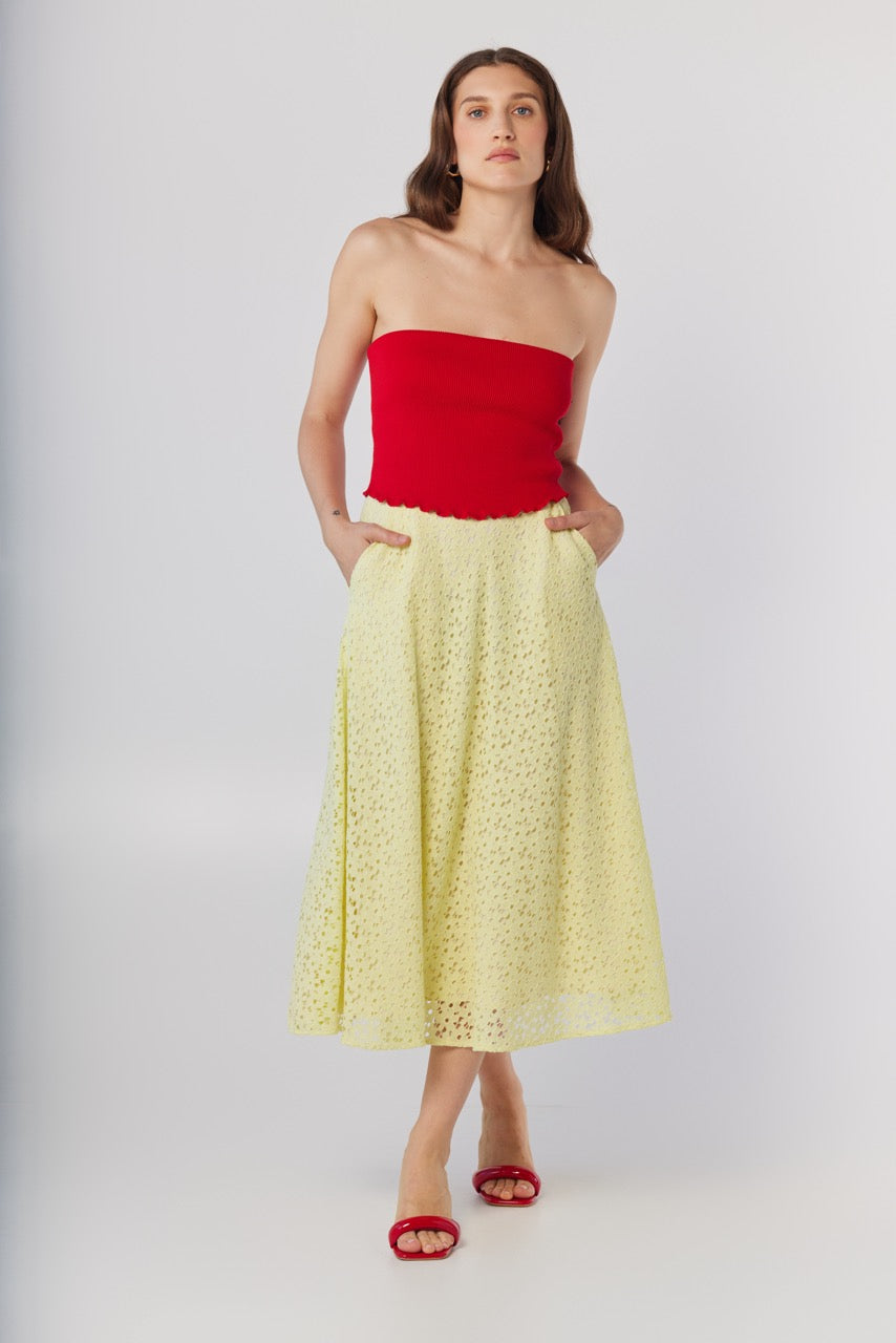 Christine Corded Lace Skirt in Limoncello Skirts CHRISTINE ALCALAY Limoncello Yellow 0
