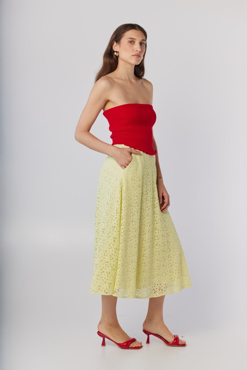 Christine Corded Lace Skirt in Limoncello Skirts CHRISTINE ALCALAY - 2