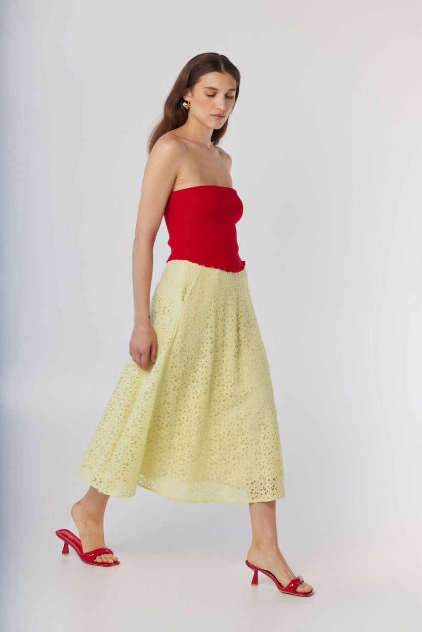 Christine Corded Lace Skirt in Limoncello Skirts CHRISTINE ALCALAY - 5