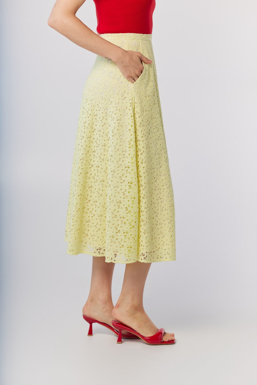 Christine Corded Lace Skirt in Limoncello Skirts CHRISTINE ALCALAY - 4