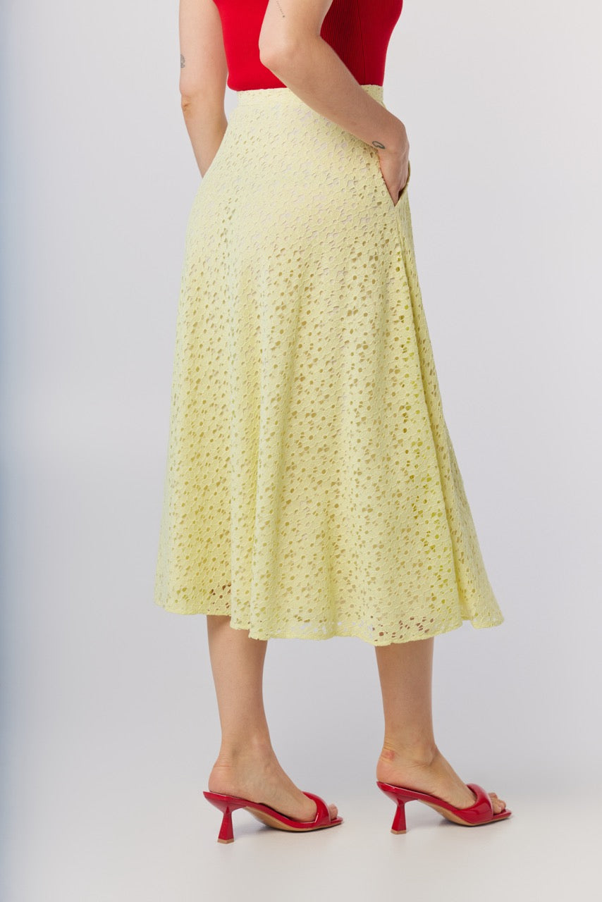 Christine Corded Lace Skirt in Limoncello Skirts CHRISTINE ALCALAY - 3