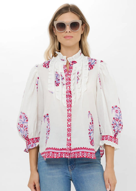 Ruffle Front Blouse Tops OLIPHANT
